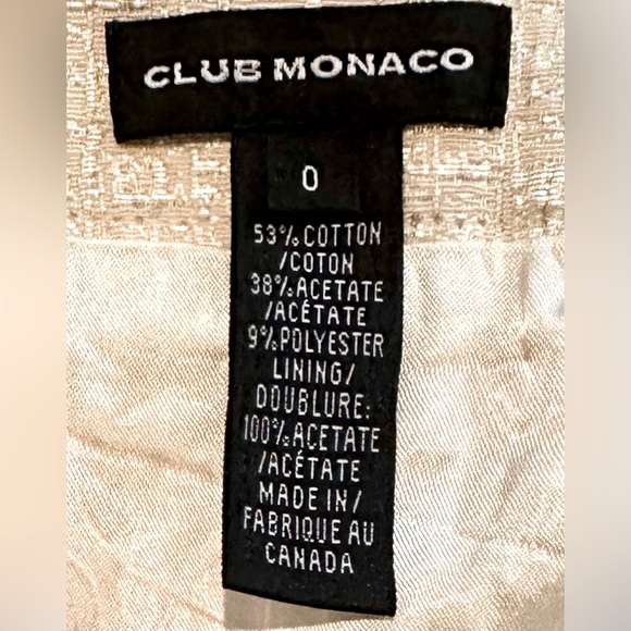 Club Monaco Dropped Pleated A-line Skirt in Crosshatch Pearlized Brocade. - Picture 4 of 6